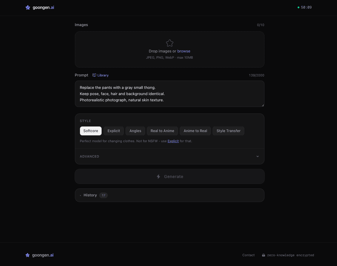 One-click prompt applied and ready to generate